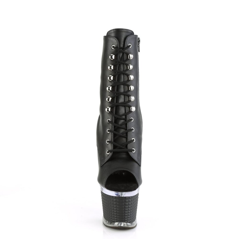 Pleaser Spectator-1021 Black Platform Ankle Boot Heels - Picture 2 of 5